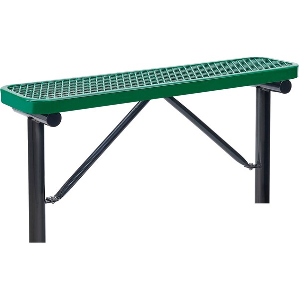 Global Industrial 4ft Outdoor Steel Flat Bench, Expanded Metal, In Ground Mount, Green 695741IGN - main